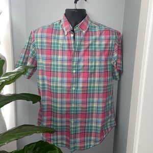 Merona Short Sleeve Mens Plaid Button Down Shirt